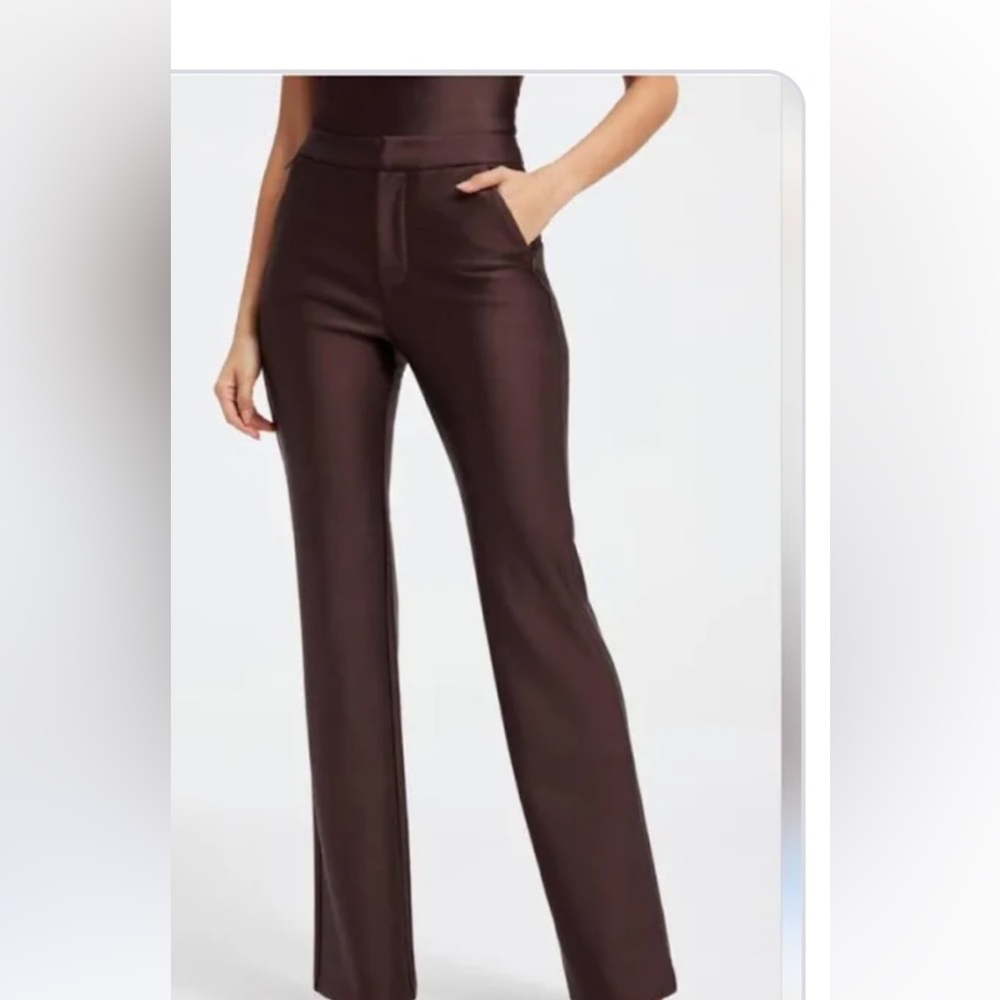 NWT Good American Compression Shine Bootcut Trouser Dark Coco - perfect